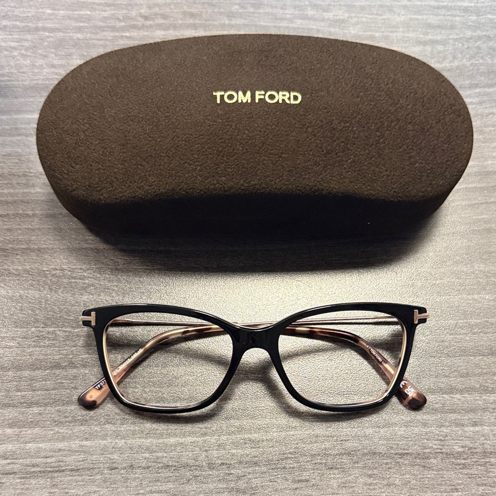 Tom Ford Black and Brown Eyeglasses with Case